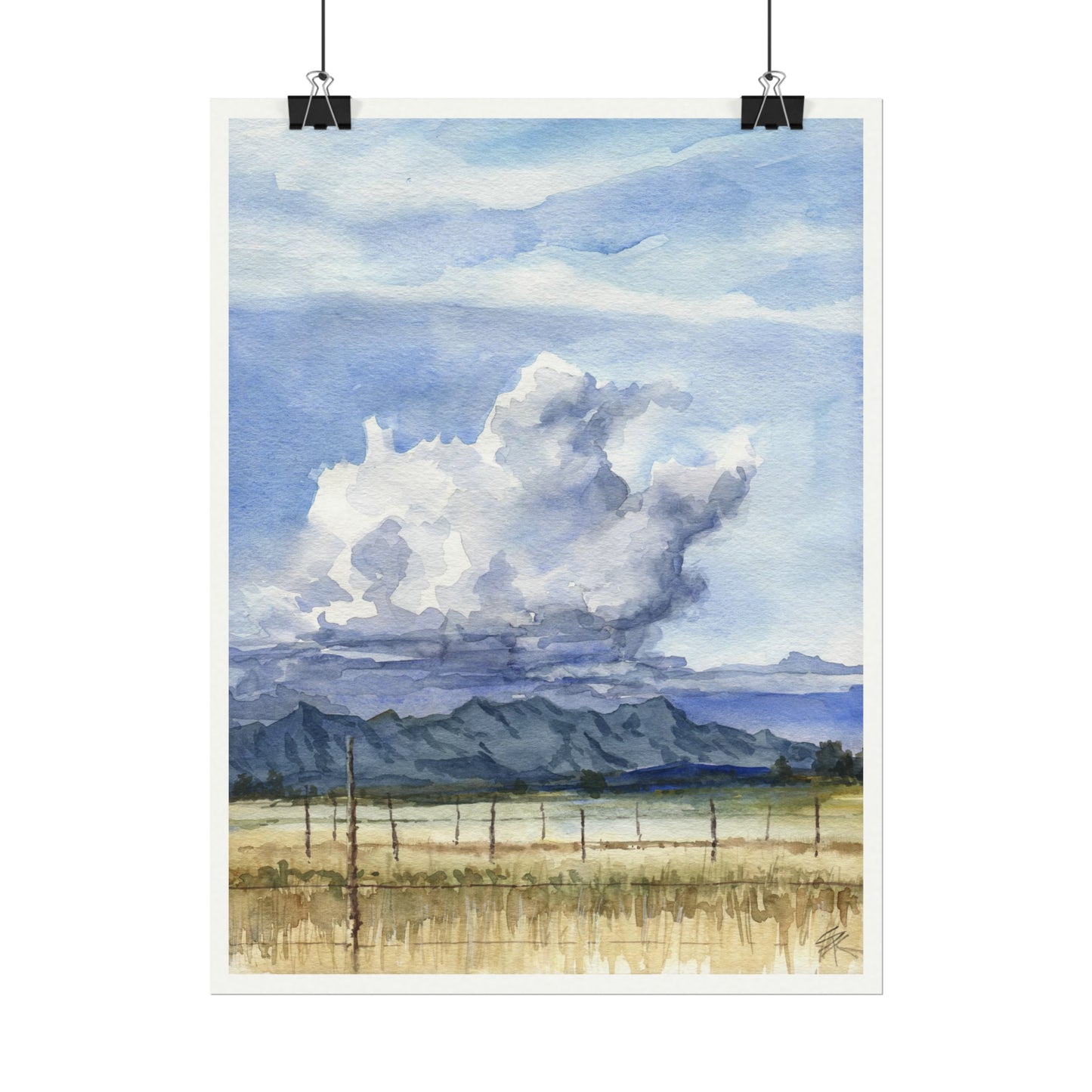 “Roadside View” Textured Watercolor Matte Poster