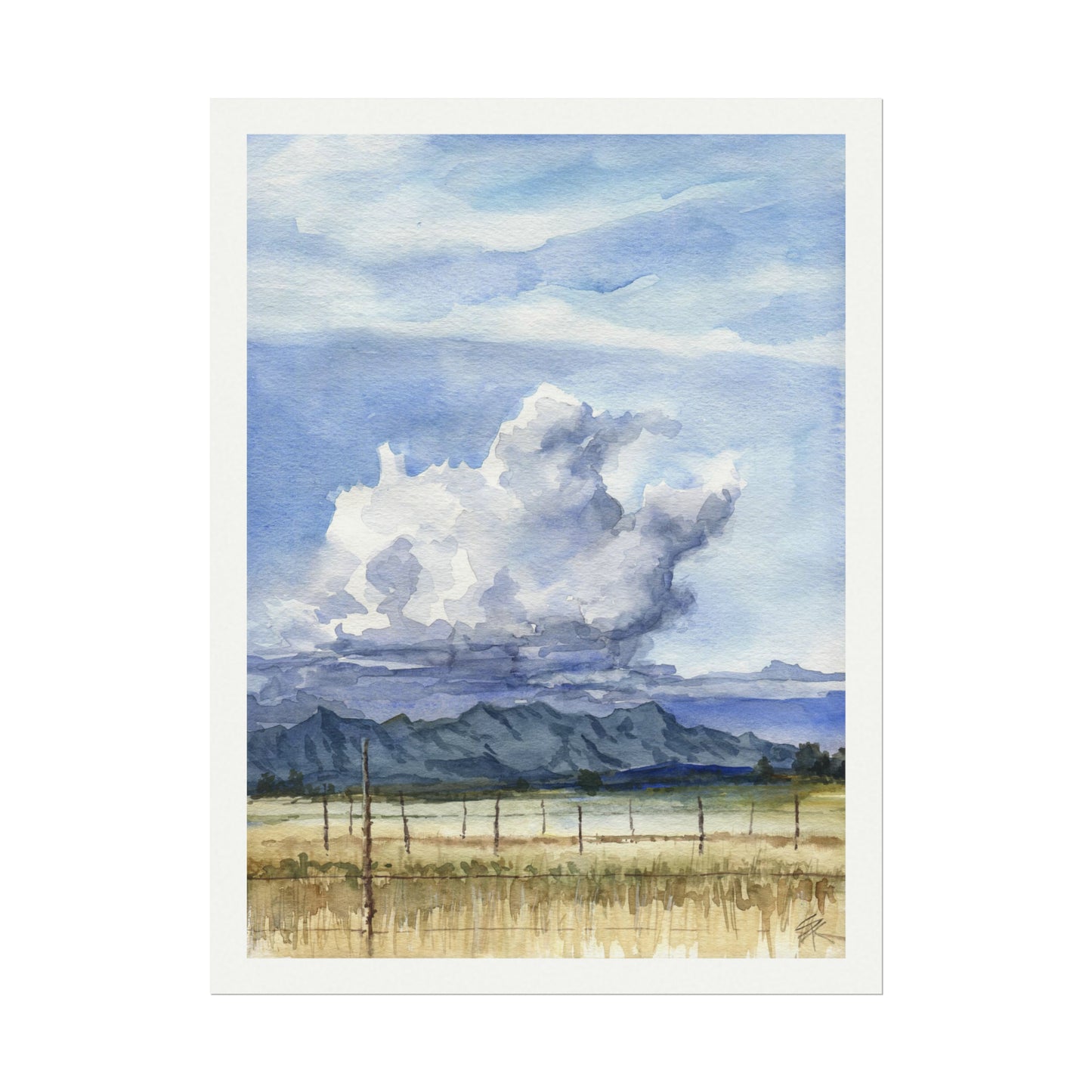 “Roadside View” Textured Watercolor Matte Poster