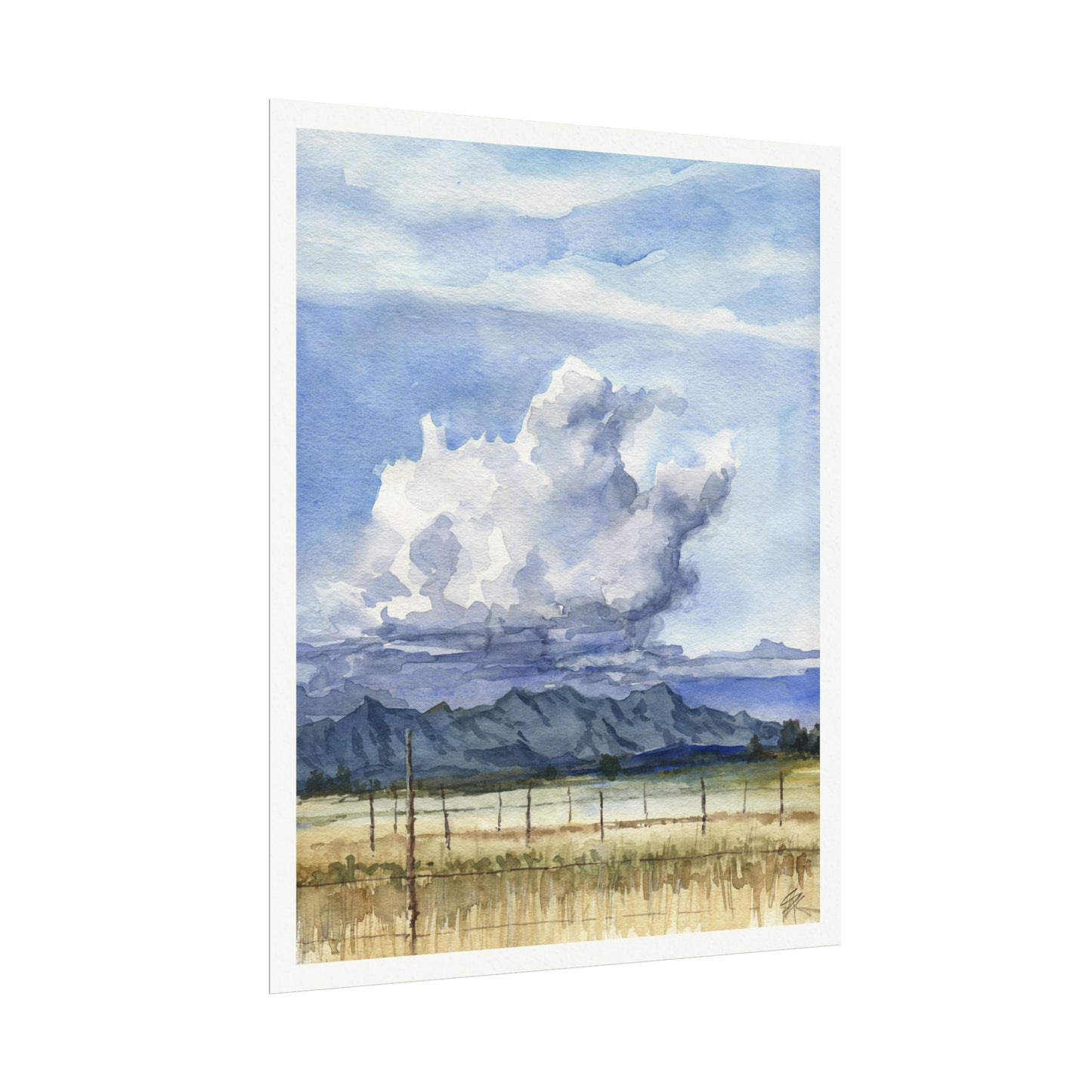 “Roadside View” Textured Watercolor Matte Poster