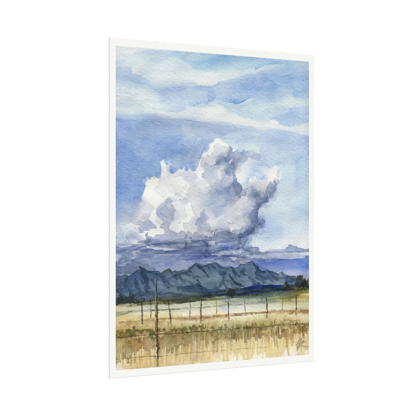 “Roadside View” Textured Watercolor Matte Poster