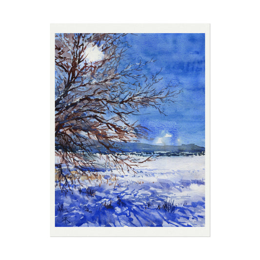 “Sunny Snowday”Textured Watercolor Matte Posters