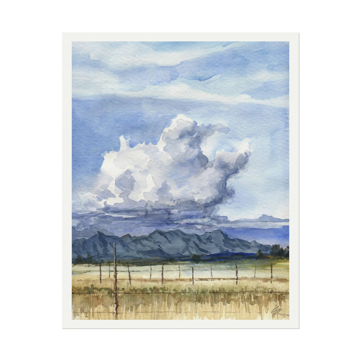 “Roadside View” Textured Watercolor Matte Poster