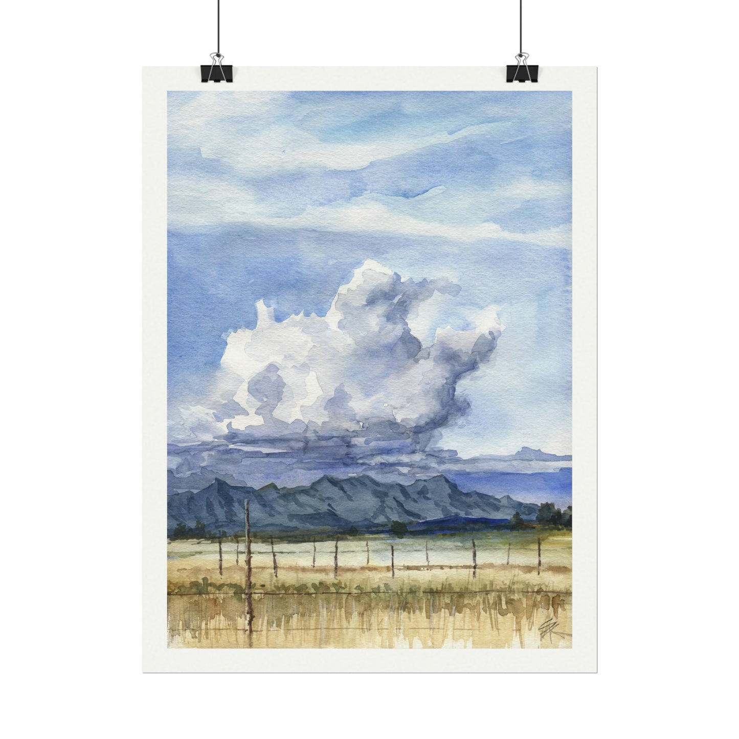 “Roadside View” Textured Watercolor Matte Poster