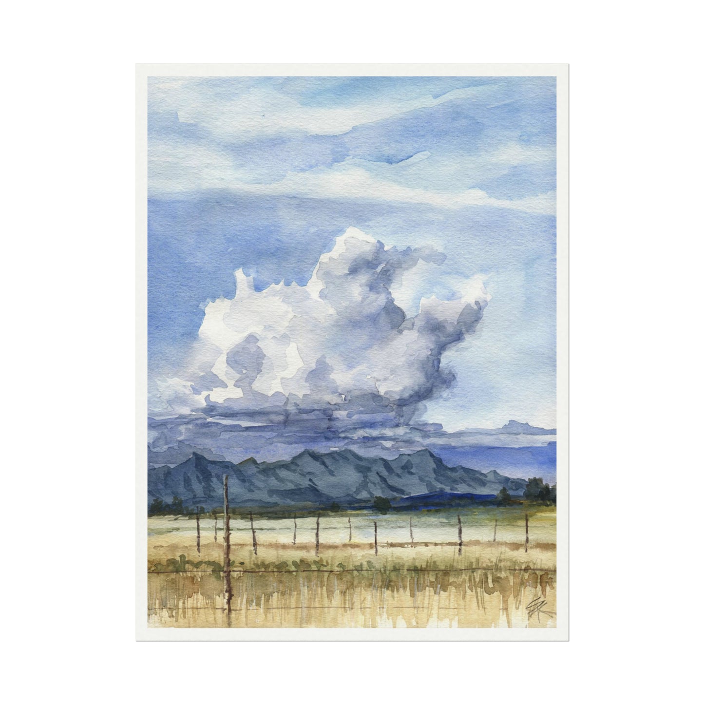 “Roadside View” Textured Watercolor Matte Poster