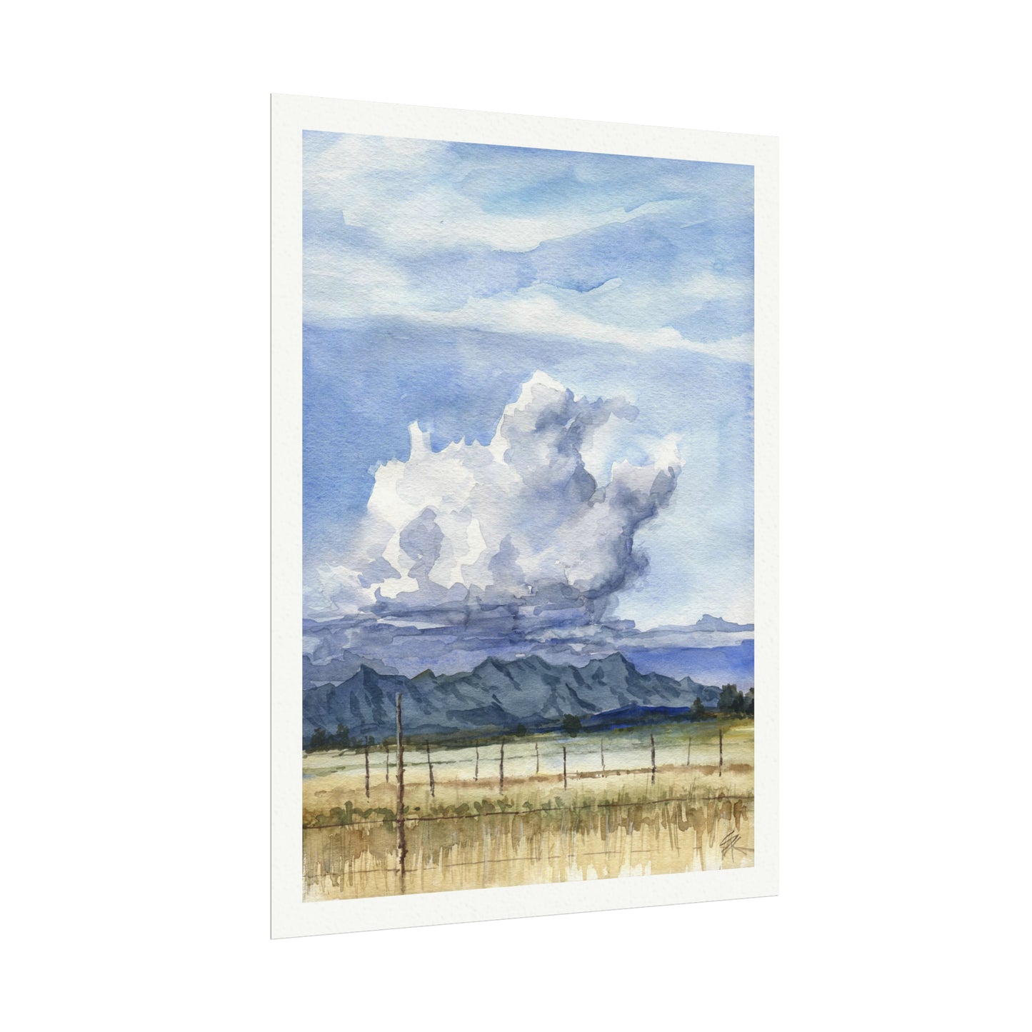 “Roadside View” Textured Watercolor Matte Poster